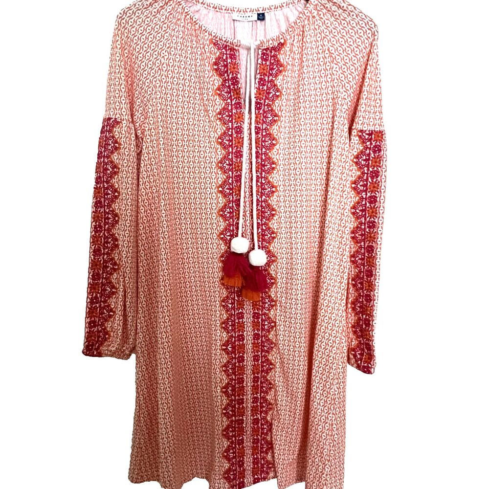 CABANA LIFE Tunic Dress M Orange Pink UPF 50 Cover-up Coastal Beach